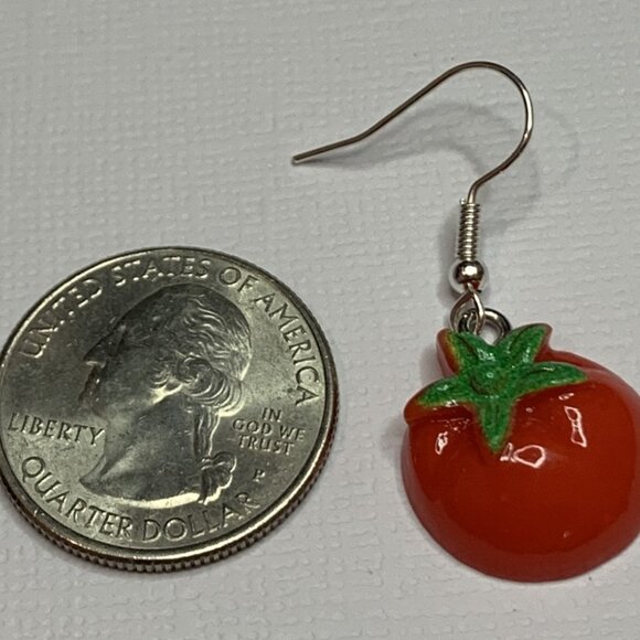 Tomato Earring, Fruit Earring, Vegetable Earring, Funny Food Earring, Gift Idea - Picture 4 of 6